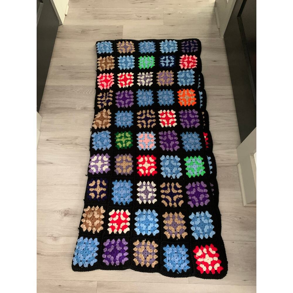 Vintage Handmade Granny Square Afghan